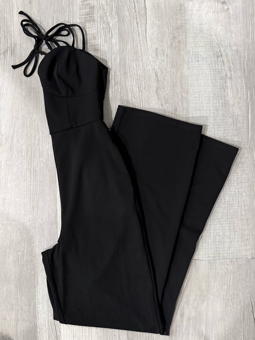 Elegant Black Sweetheart Wide-Leg Jumpsuit